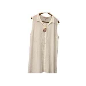 Johnny‎ Was  White Sheer Sleeveless Silk Button Down  Blouse XL NWT $235